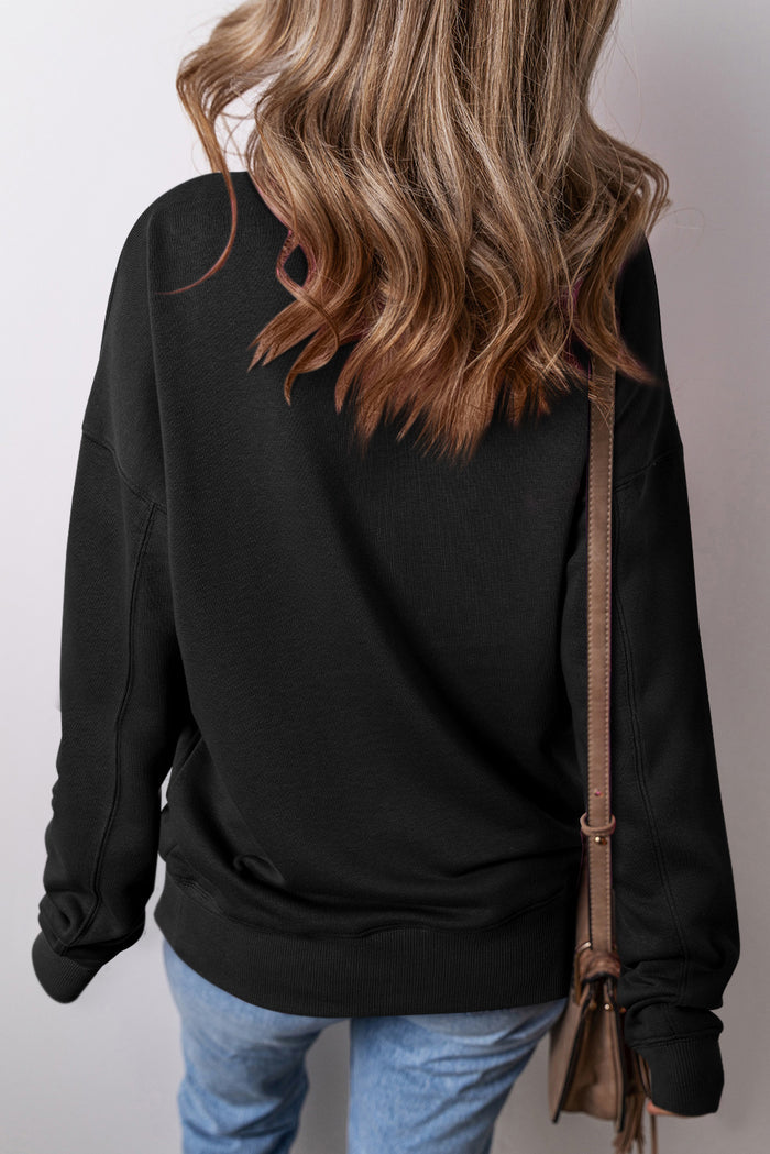 Sweat-shirt ample noir avec poches *