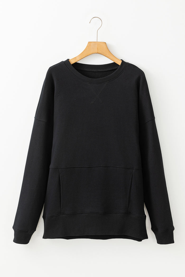 Sweat-shirt ample noir avec poches *