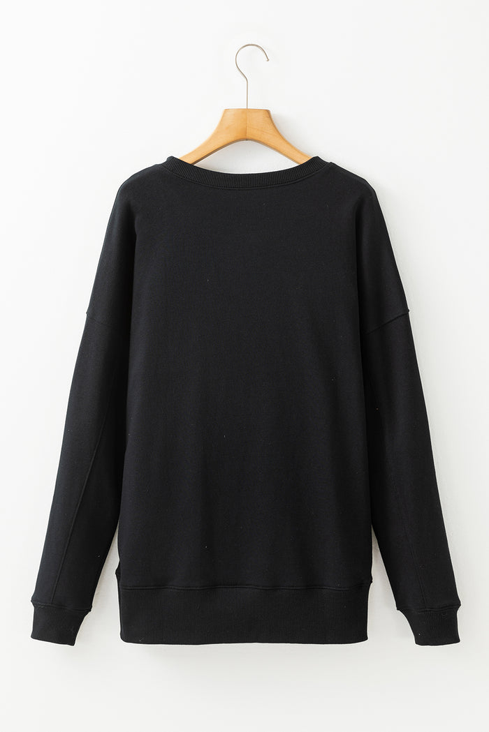 Sweat-shirt ample noir avec poches *