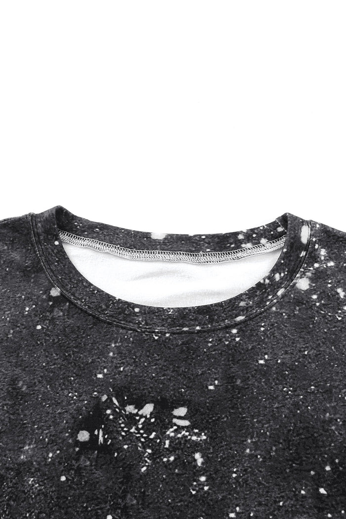 Sweat-shirt blanchi léopard noir
