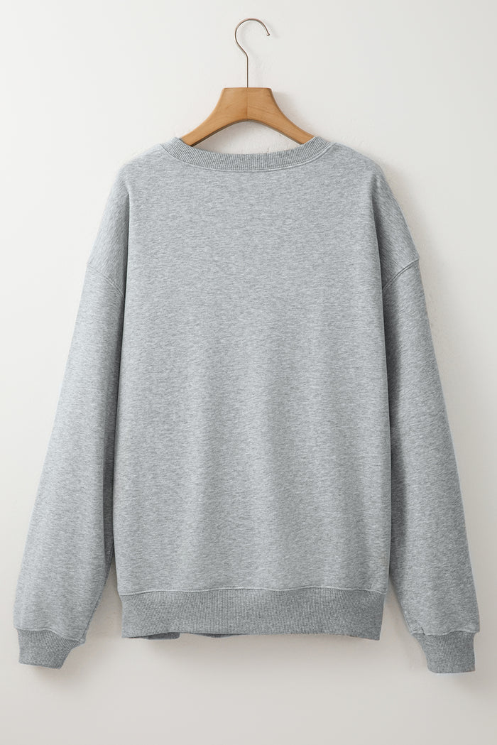 Sweat-shirt en polaire gris clair uni à col rond et ample