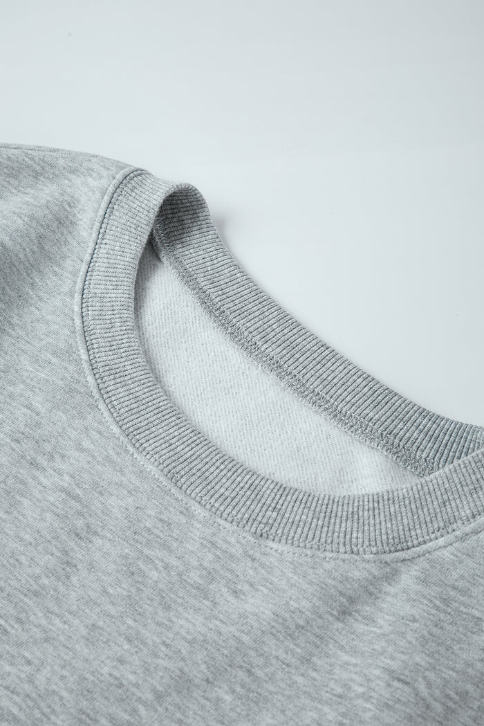 Sweat-shirt en polaire gris clair uni à col rond et ample