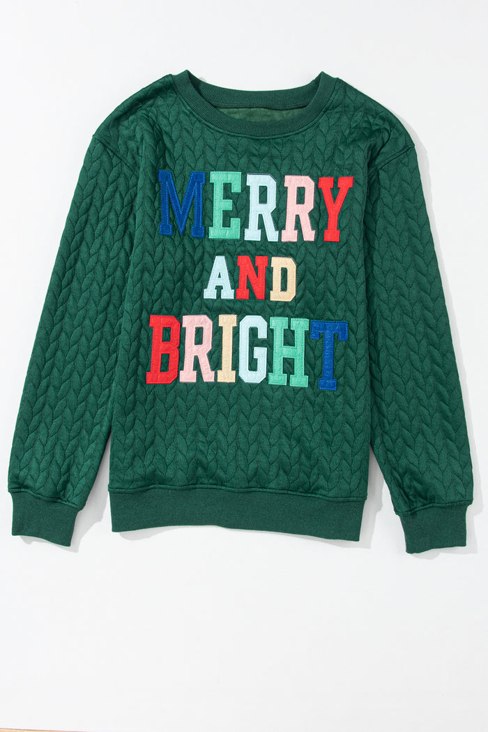 Sweat-shirt en tricot torsadé joyeux et lumineux vert noirâtre