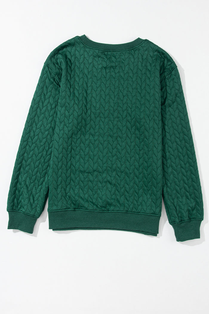 Sweat-shirt en tricot torsadé joyeux et lumineux vert noirâtre