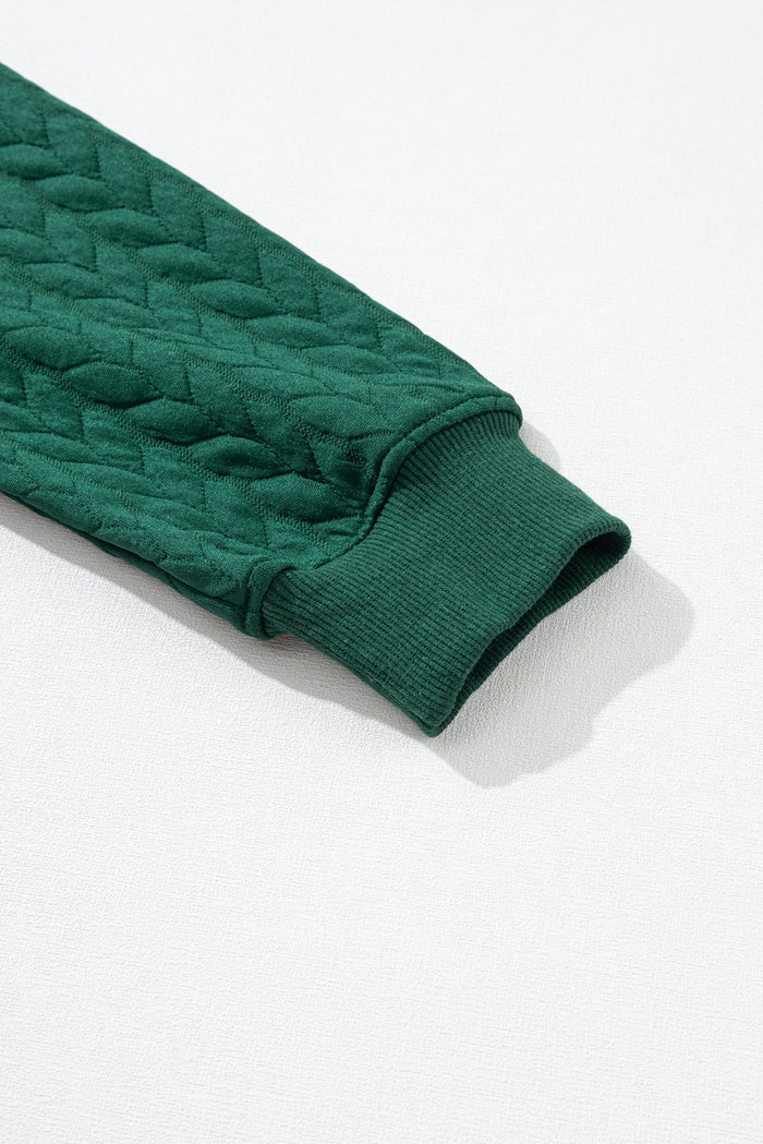 Sweat-shirt en tricot torsadé joyeux et lumineux vert noirâtre