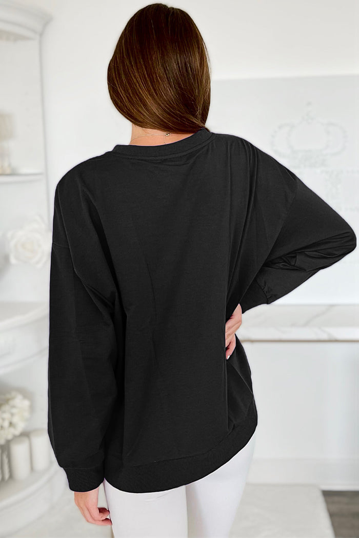 Sweat-shirt graphique noir à épaules tombantes Tinsel Game Day