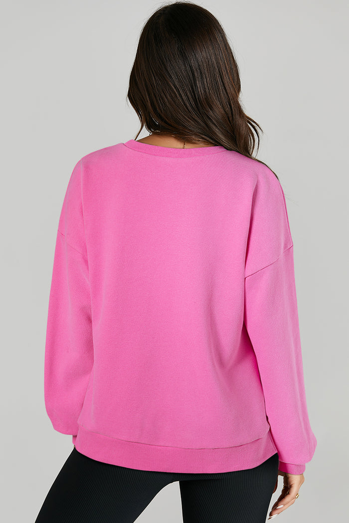 Sweat-shirt haut et bas à épaules tombantes doublé polaire uni