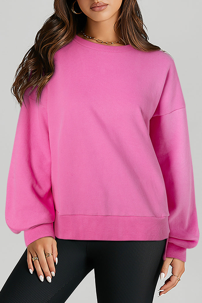 Sweat-shirt haut et bas à épaules tombantes doublé polaire uni