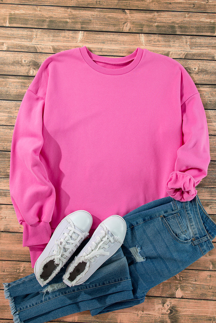 Sweat-shirt haut et bas à épaules tombantes doublé polaire uni