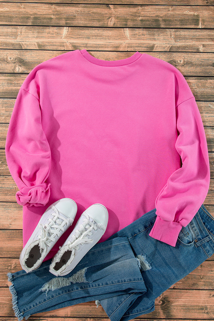 Sweat-shirt haut et bas à épaules tombantes doublé polaire uni