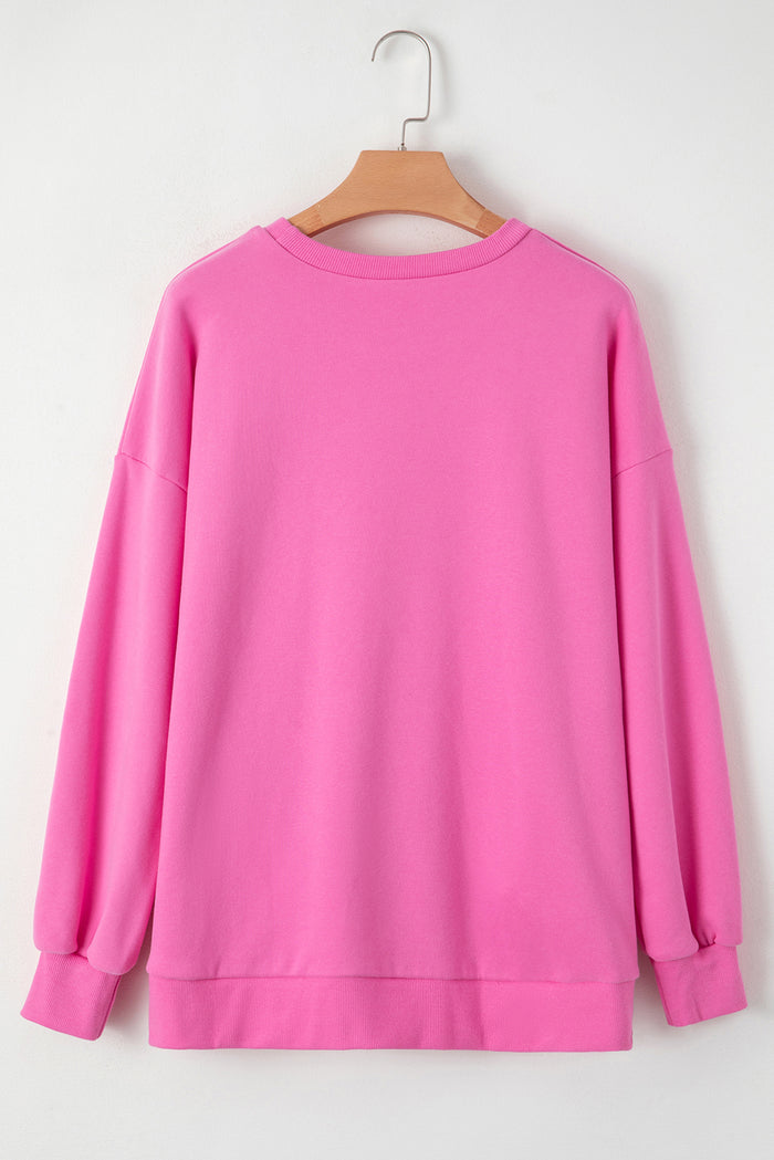 Sweat-shirt haut et bas à épaules tombantes doublé polaire uni