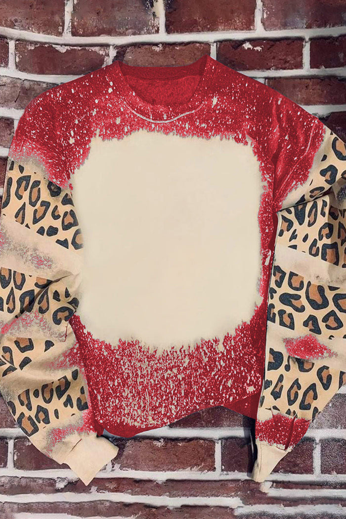 Sweat-shirt léopard tie-dye rouge vif à épaules tombantes