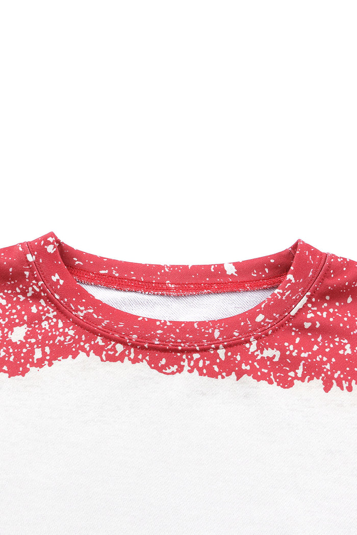 Sweat-shirt léopard tie-dye rouge vif à épaules tombantes
