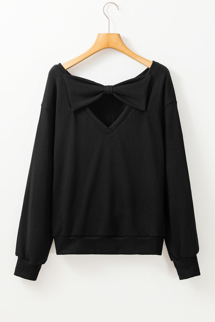 Sweat-shirt noir à col rond *