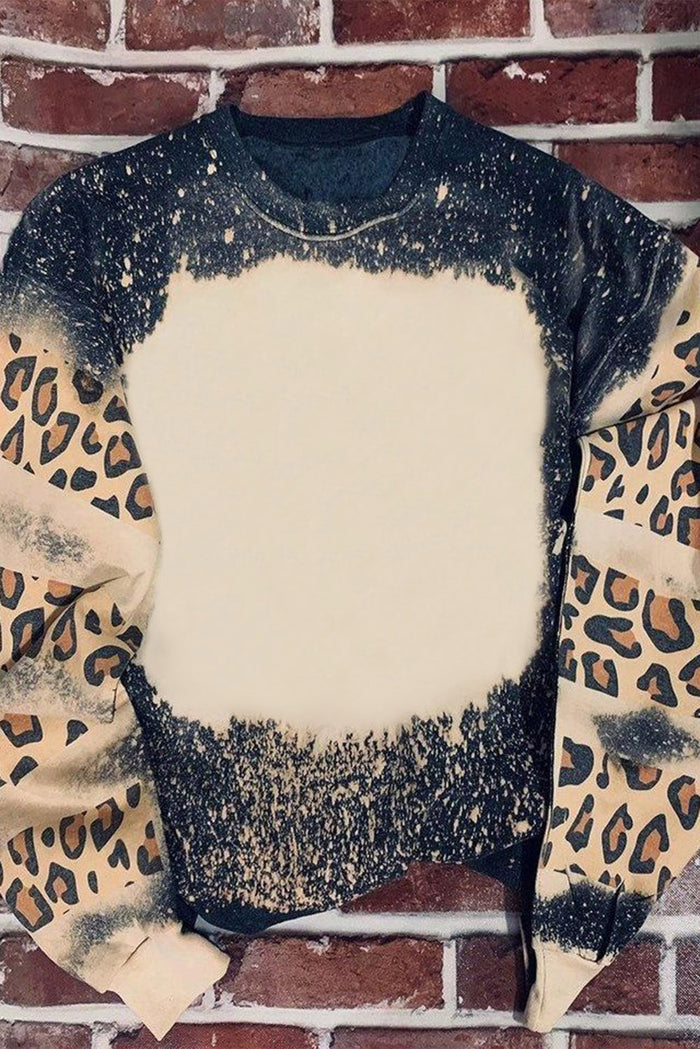 Sweat-shirt noir à épaules tombantes et imprimé léopard tie-dye