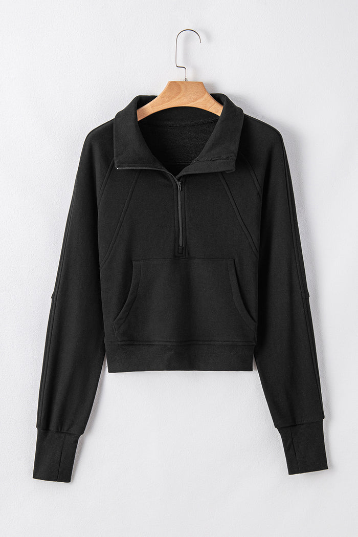 Sweat-shirt noir à manches et col montant *