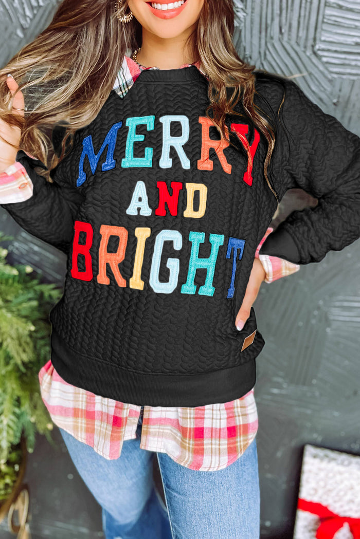Sweat-shirt noir en maille torsadée Merry And Bright