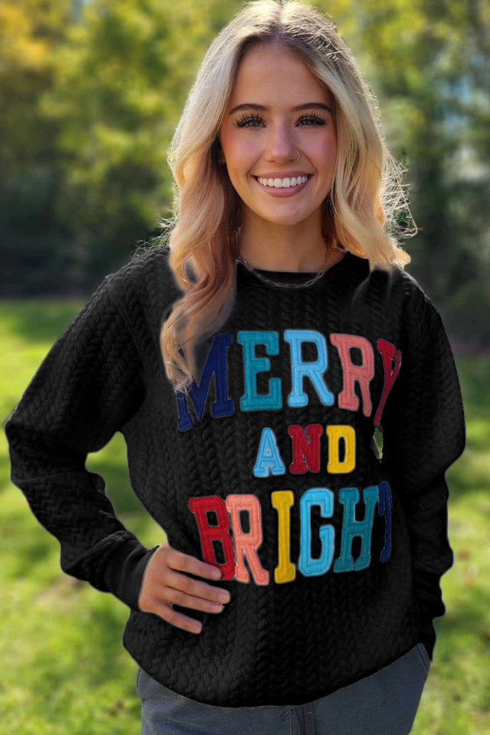 Sweat-shirt noir en maille torsadée Merry And Bright