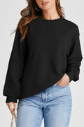 Sweat-shirt noir uni à épaules tombantes et col rond