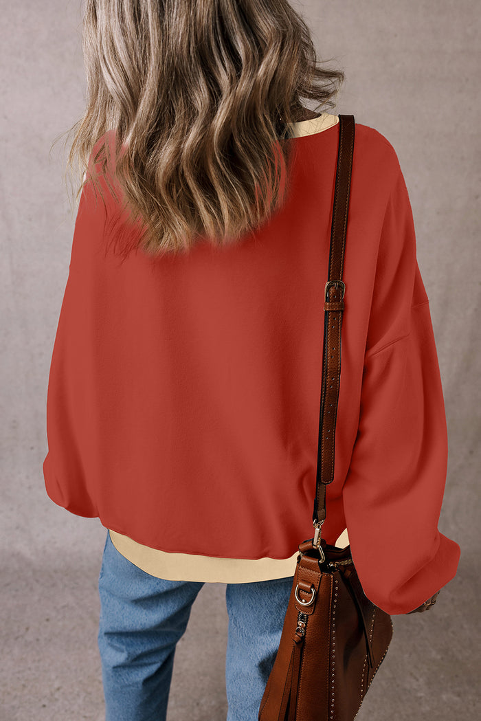 Sweat-shirt oversize à épaules tombantes et patch color block Red Clay