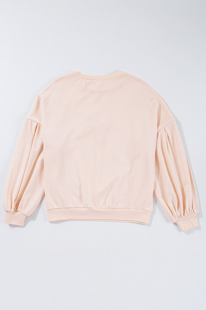 Sweat-shirt oversize à manches lanterne et nœud brodé parchemin
