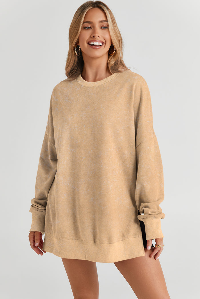 Sweat-shirt oversize kaki à épaules tombantes et bordure côtelée
