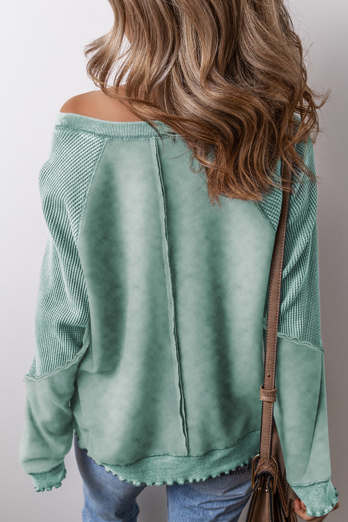 Sweat-shirt patchwork à manches raglan *