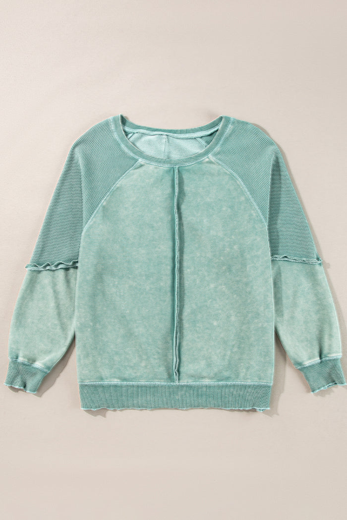 Sweat-shirt patchwork à manches raglan *