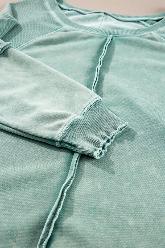 Sweat-shirt patchwork à manches raglan *