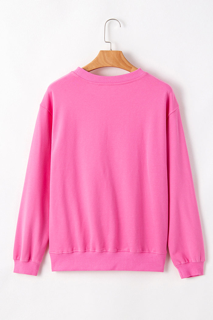 Sweat-shirt uni à col rond et épaules tombantes