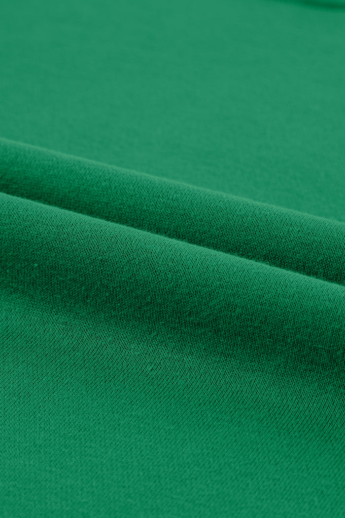 Sweat-shirt vert uni à col rond et manches raglan