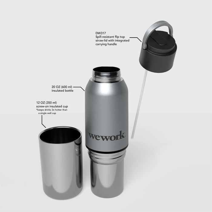 Switch-Hitter 2-In-1 Sport 600 Ml / 20 Oz Stainless Steel Bottle With 350 Ml / 12 Oz Cup