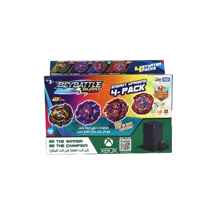 Takara Tomy Beyblade Beybattle Burst Energy Uprising 4-Pack C S5 with Launchers