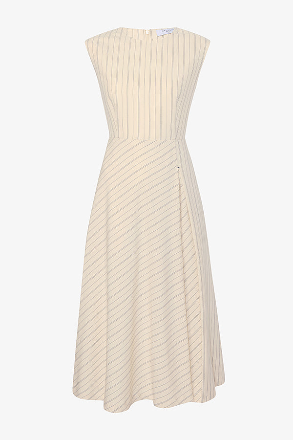 Packshot image of the Tati dress in Linen Stripe | Exclude | Still