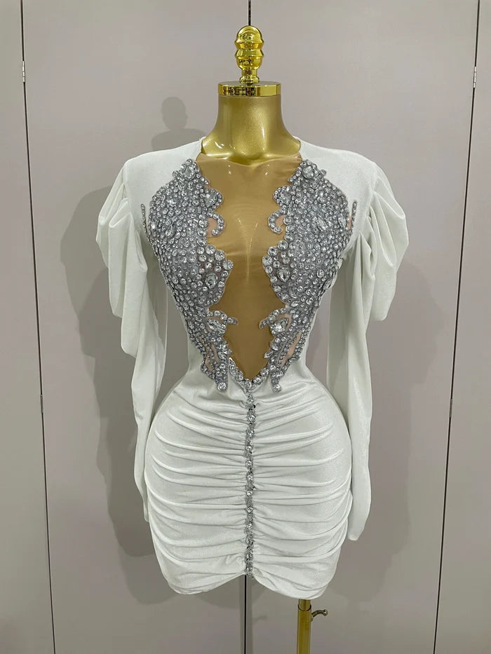 Taye black velvet short dress with sparkling crystals and mesh overlay for women’s evening, prom, or birthday parties.