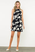black and white floral embroidered dress