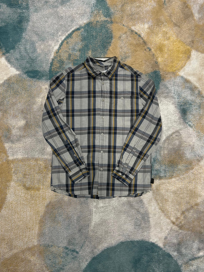 TheNorthFace Grey Beige and Black Plaid Shirt