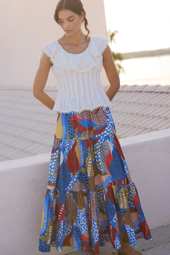 Tiered Maxi Skirt- Nautilus Blue