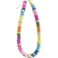 vibrant rainbow colorful disc beaded necklace