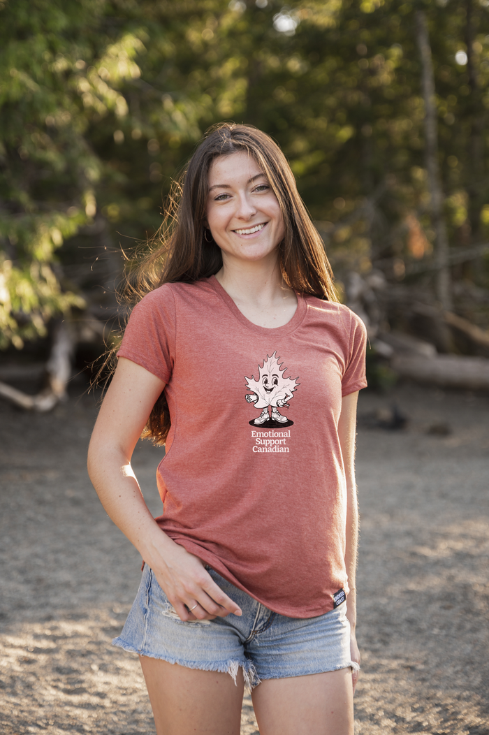 Tod Maffin's Emotional Support Canadian - Women's Eco Tee - Heather Rust