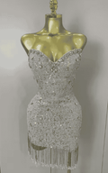 Toni Luxury Sparkle Diamond Tassel Halter Cocktail Dress