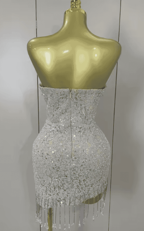 Toni Luxury Sparkle Diamond Tassel Halter Cocktail Dress