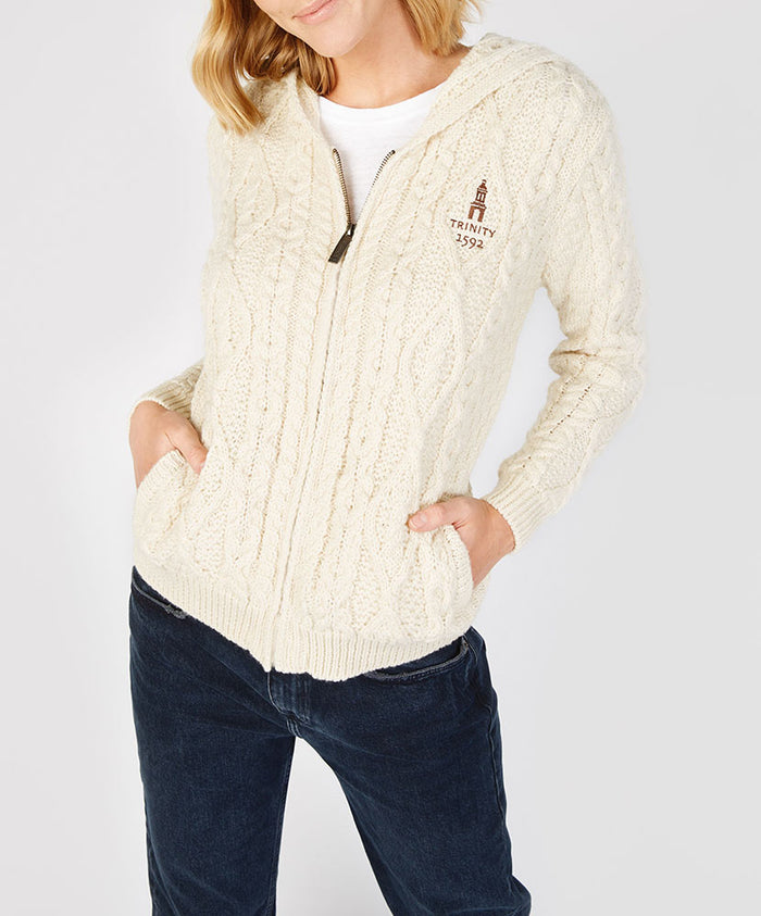 Traditional Aran Zipped Hooded Jacket