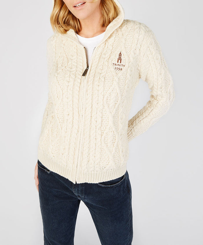 Traditional Aran Zipped Hooded Jacket