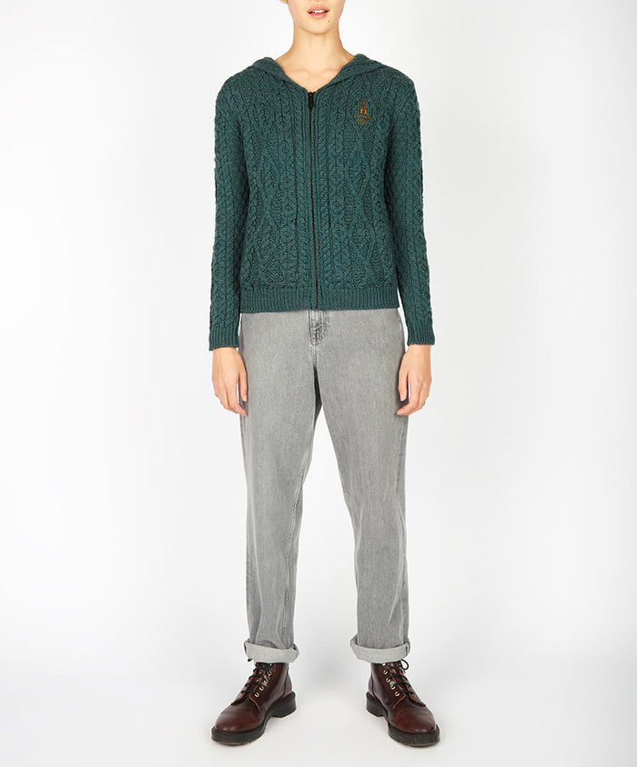 Traditional Aran Zipped Hooded Jacket