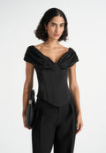 ursula-off-shoulder-pleated-corset-top-black