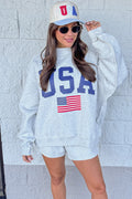 heather grey mock neck oversized reversible terry knit sweatshirt
