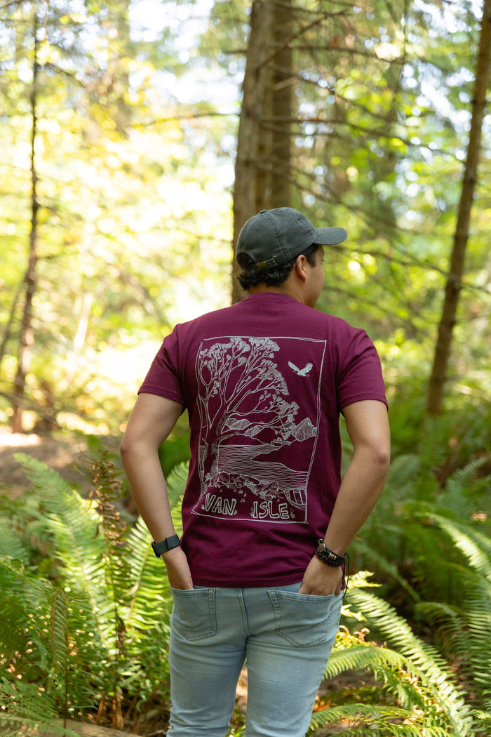 VAN ISLE LANDSCAPE - Unisex Organic Cotton Tee - Maroon