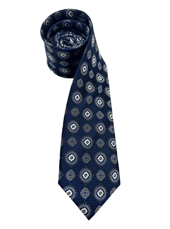 Vanderbilt Navy Medallion Silk Tie