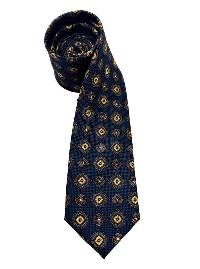 Vanderbilt Yellow Medallion Silk Tie